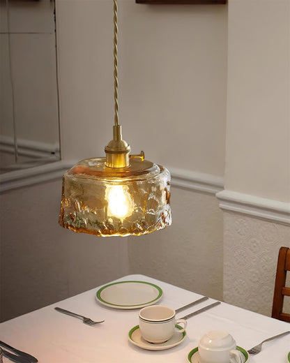 Warm Glow Amber Glass Pendant Light