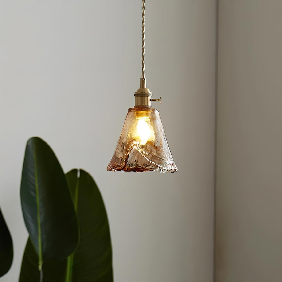 Warm Glow Amber Glass Pendant Light