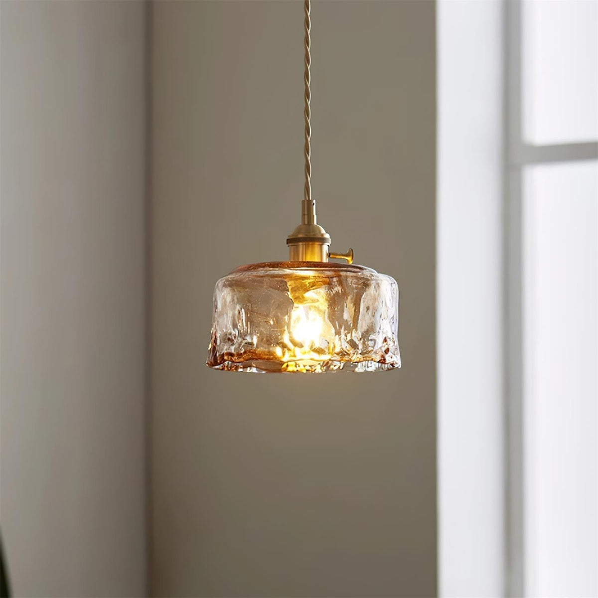 Warm Glow Amber Glass Pendant Light