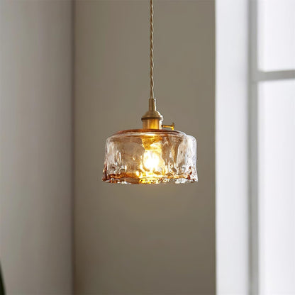 Warm Glow Amber Glass Pendant Light