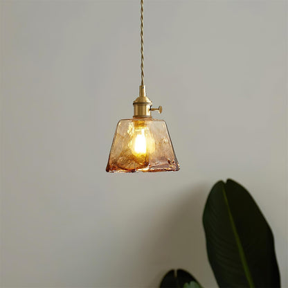 Warm Glow Amber Glass Pendant Light