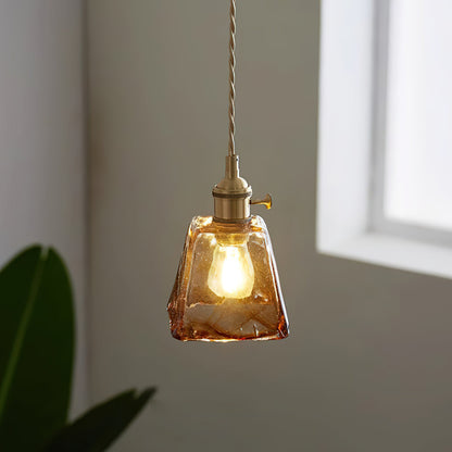 Warm Glow Amber Glass Pendant Light