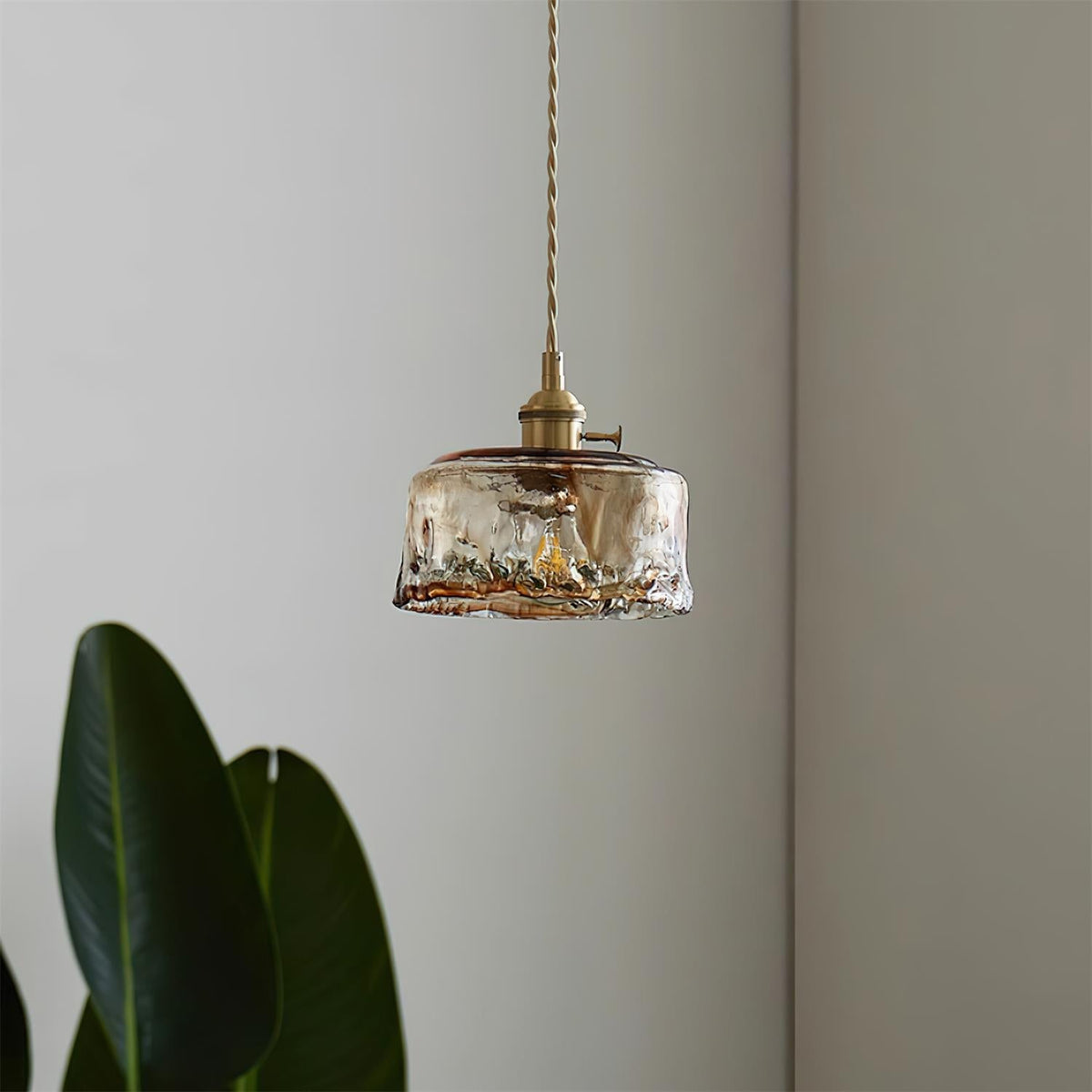 Warm Glow Amber Glass Pendant Light