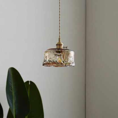 Warm Glow Amber Glass Pendant Light
