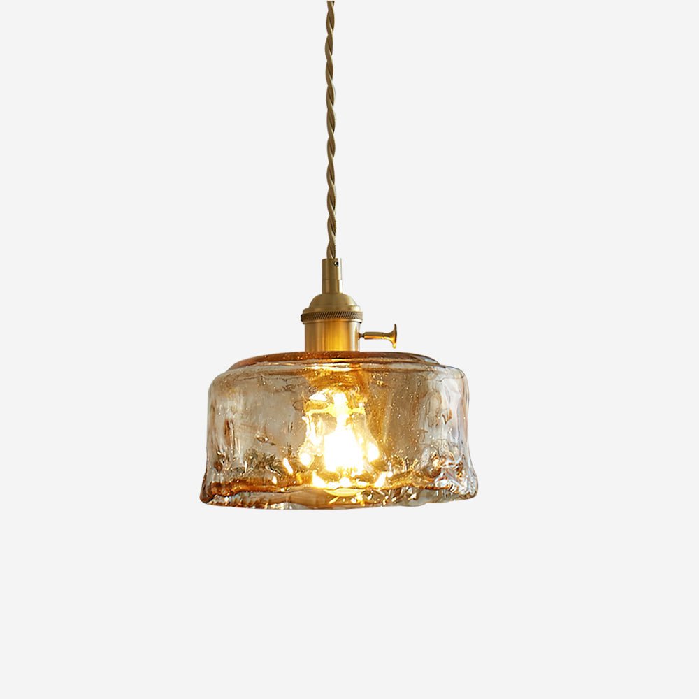 Warm Glow Amber Glass Pendant Light
