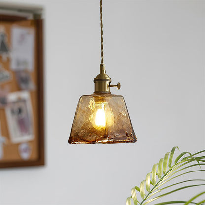 Warm Glow Amber Glass Pendant Light