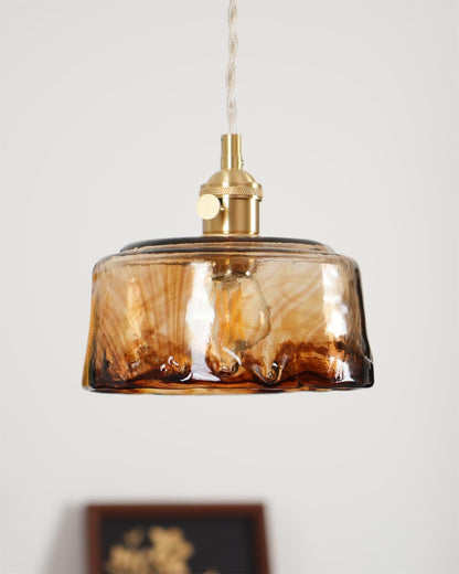 Warm Glow Amber Glass Pendant Light