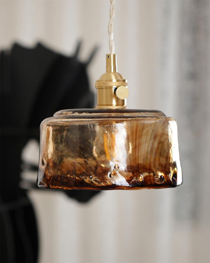 Warm Glow Amber Glass Pendant Light
