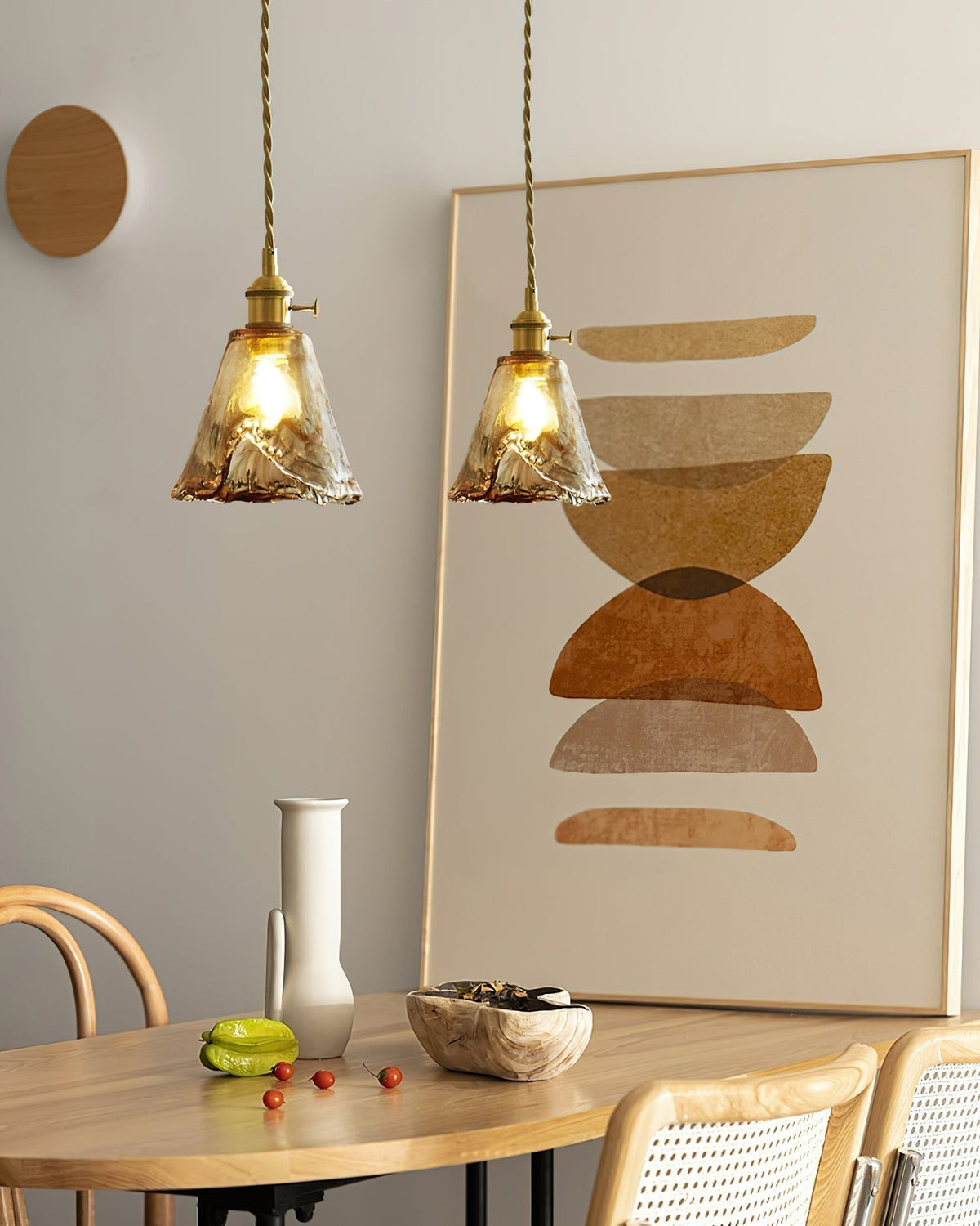Warm Glow Amber Glass Pendant Light