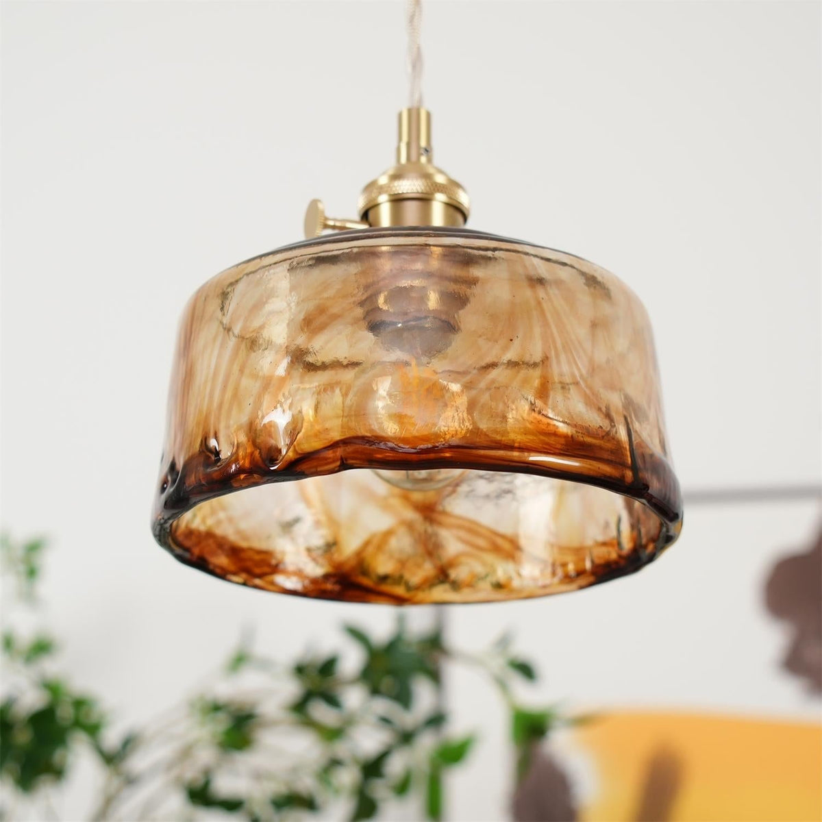Warm Glow Amber Glass Pendant Light