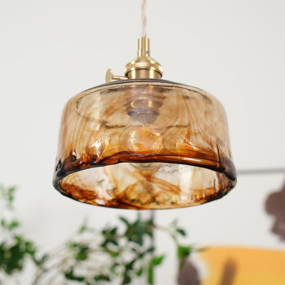 Warm Glow Amber Glass Pendant Light