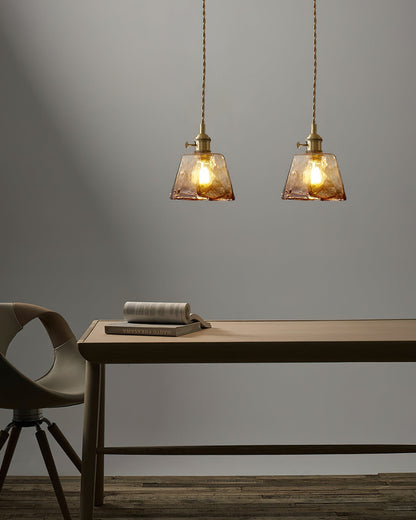 Warm Glow Amber Glass Pendant Light