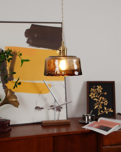 Warm Glow Amber Glass Pendant Light