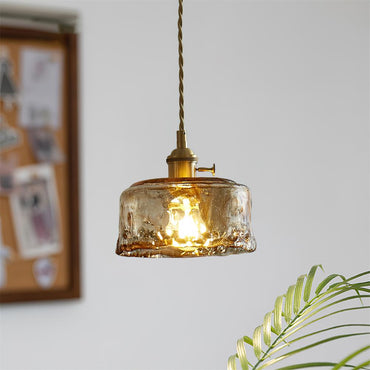 Warm Glow Amber Glass Pendant Light