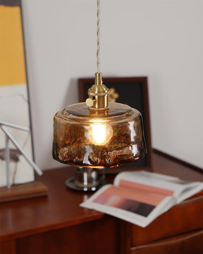 Warm Glow Amber Glass Pendant Light