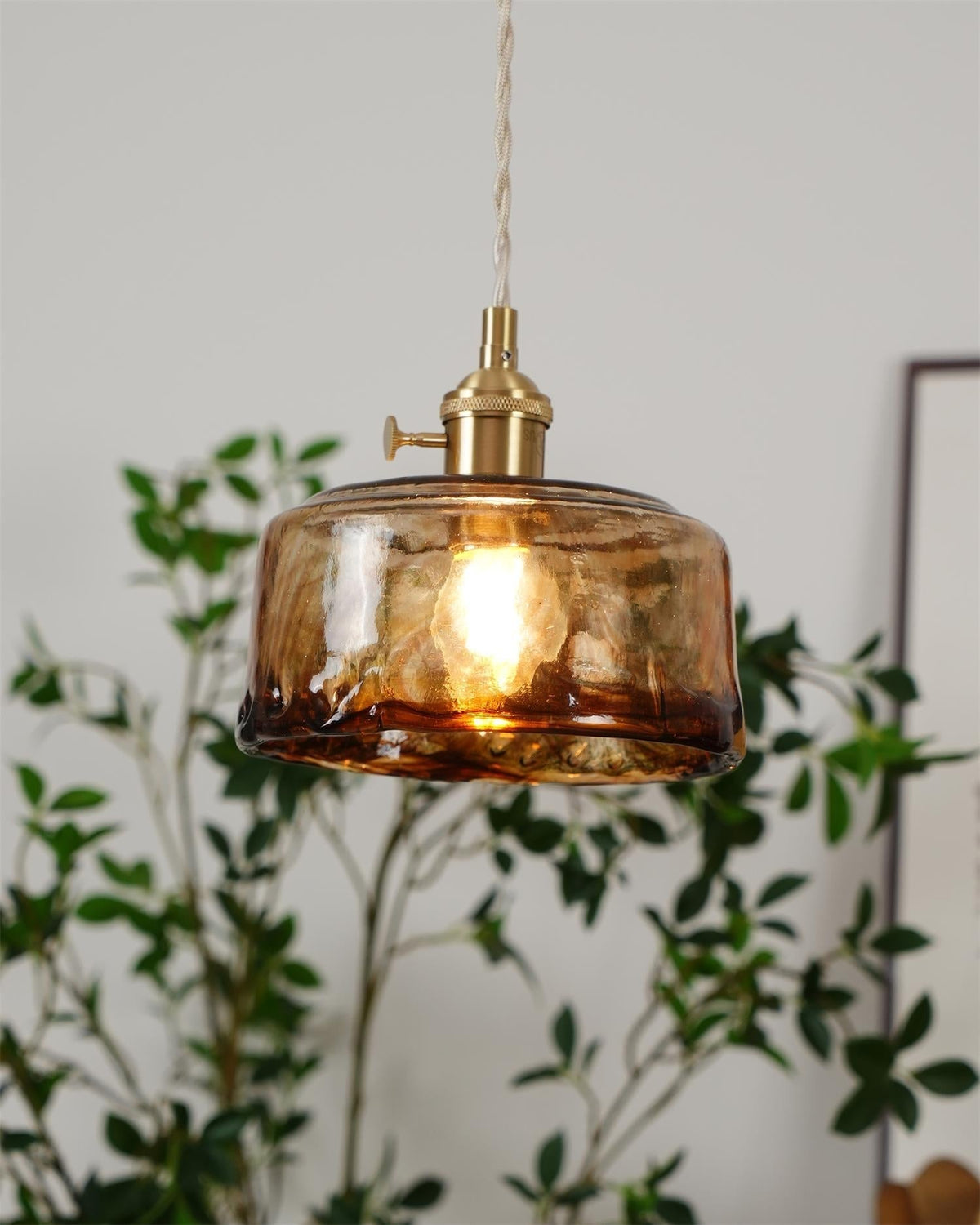 Warm Glow Amber Glass Pendant Light
