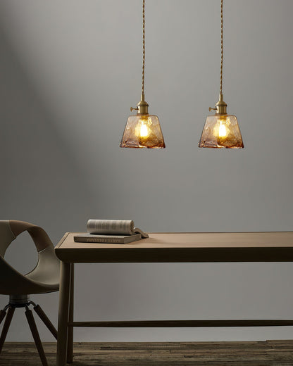 Warm Glow Amber Glass Pendant Light