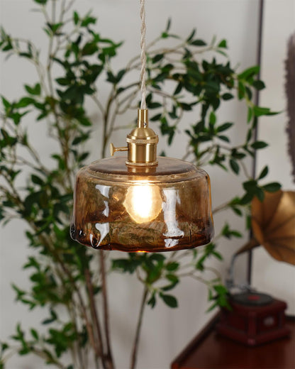 Warm Glow Amber Glass Pendant Light