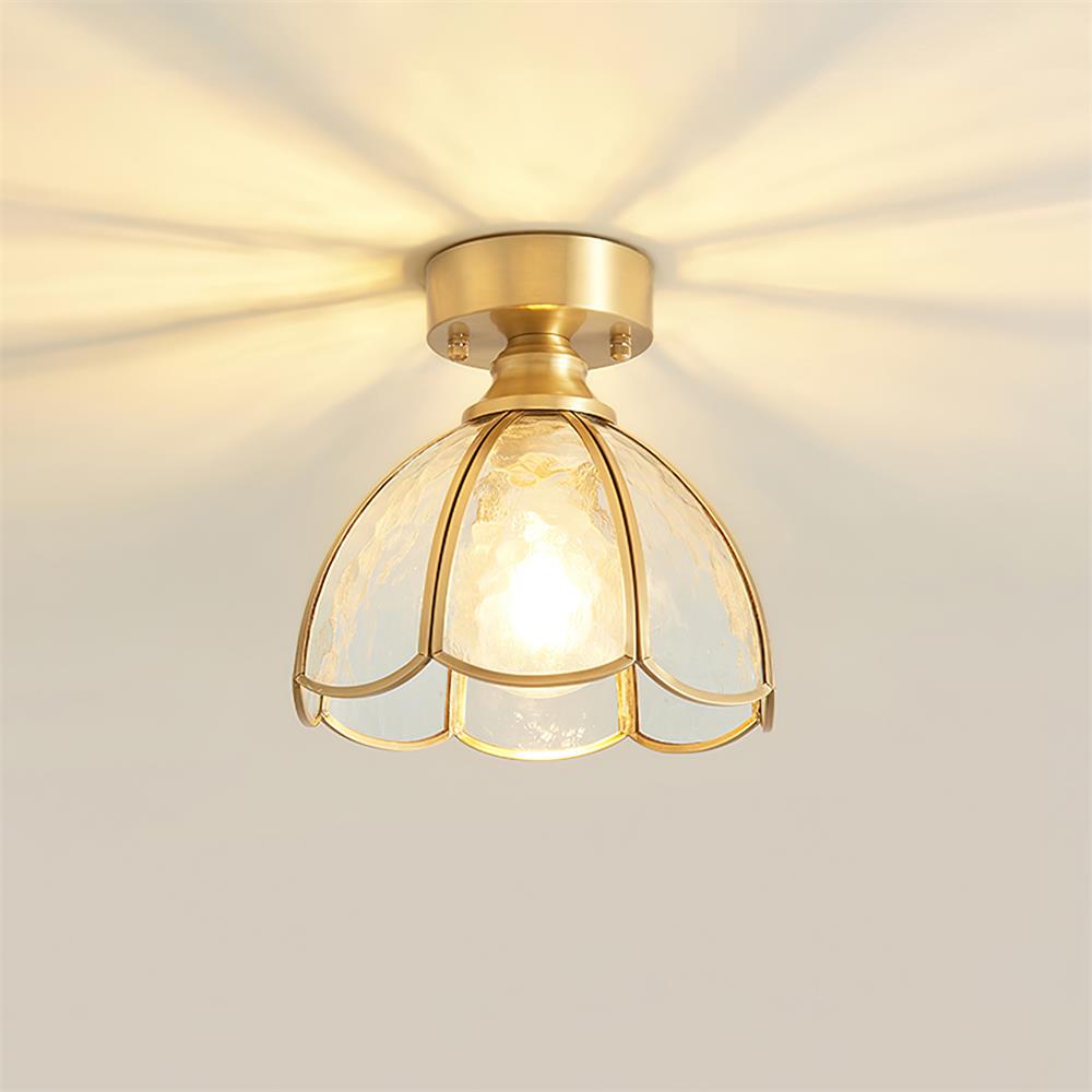 Stained Glass Tiffany Style Ceiling Light Brass Canopy G9 Socket