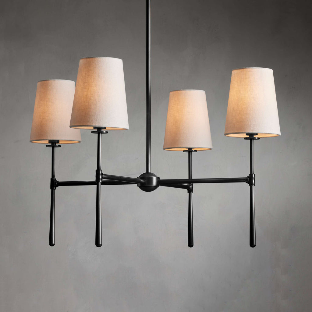 Warm Mid Century Glow Linen Shade Pendant Light