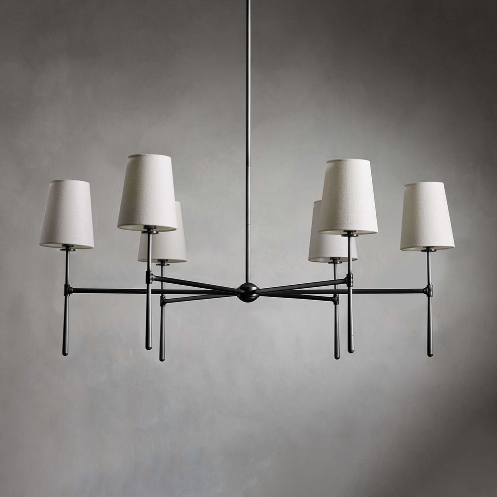 Warm Mid Century Glow Linen Shade Pendant Light