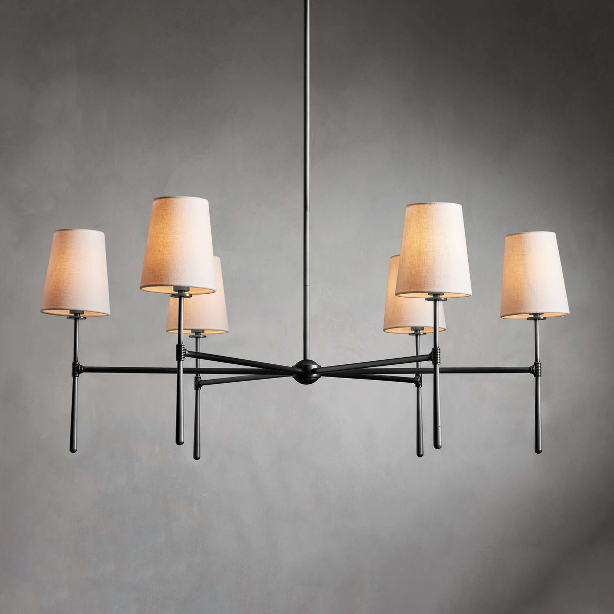 Warm Mid Century Glow Linen Shade Pendant Light