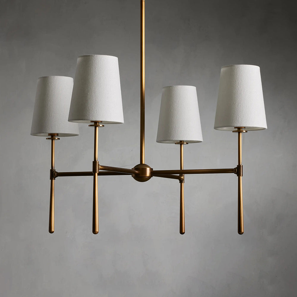 Warm Mid Century Glow Linen Shade Pendant Light