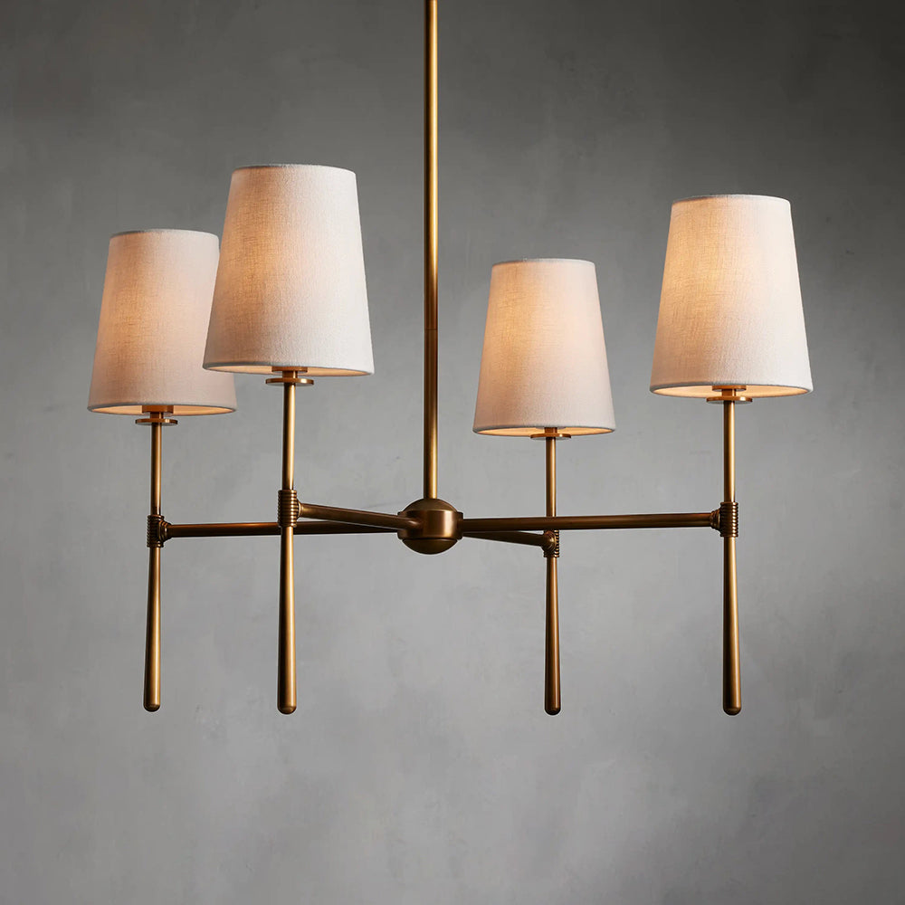 Warm Mid Century Glow Linen Shade Pendant Light