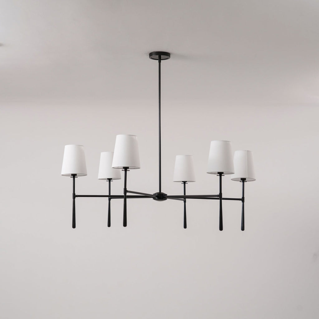 Warm Mid Century Glow Linen Shade Pendant Light