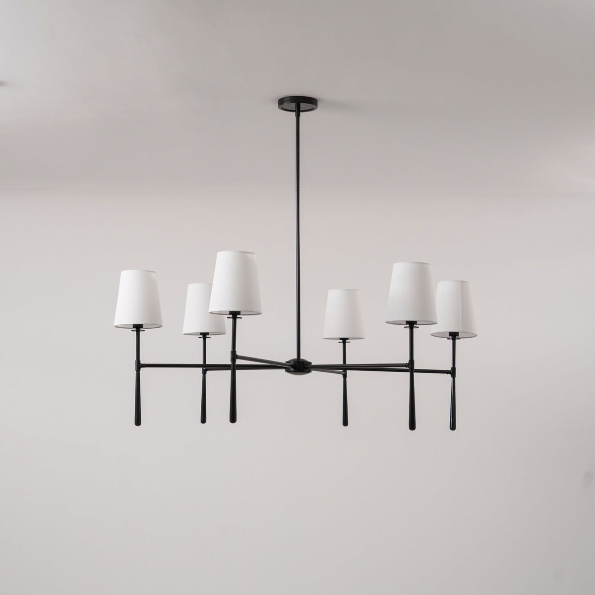 Warm Mid Century Glow Linen Shade Pendant Light