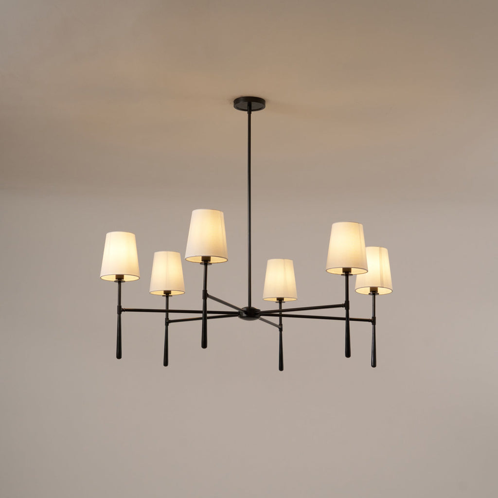 Warm Mid Century Glow Linen Shade Pendant Light