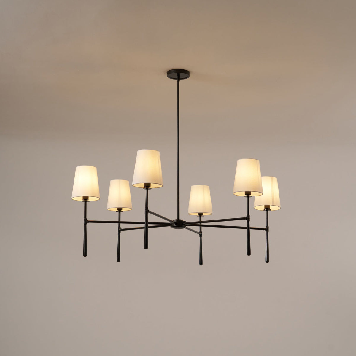 Warm Mid Century Glow Linen Shade Pendant Light