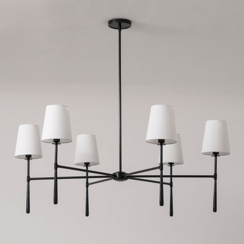 Warm Mid Century Glow Linen Shade Pendant Light