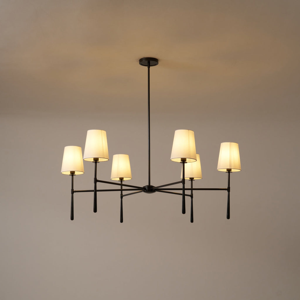 Warm Mid Century Glow Linen Shade Pendant Light