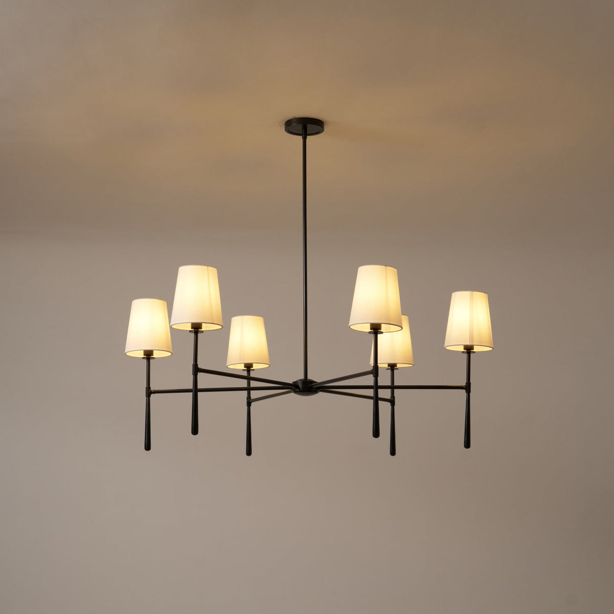 Warm Mid Century Glow Linen Shade Pendant Light