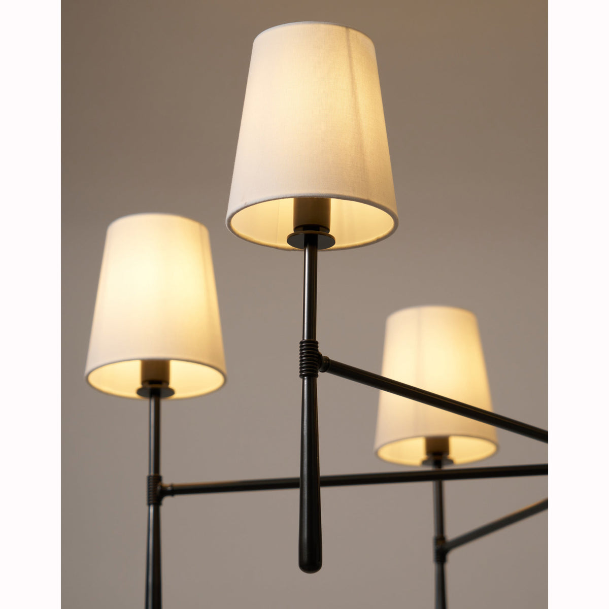 Warm Mid Century Glow Linen Shade Pendant Light