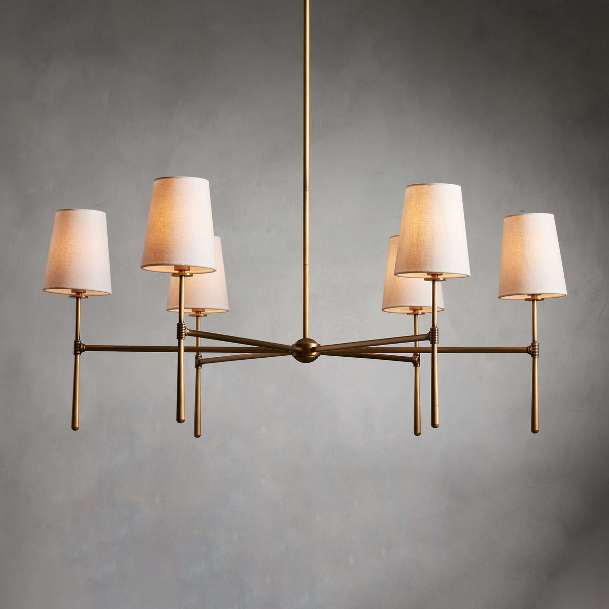 Warm Mid Century Glow Linen Shade Pendant Light
