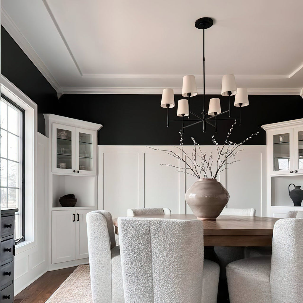 Warm Mid Century Glow Linen Shade Pendant Light