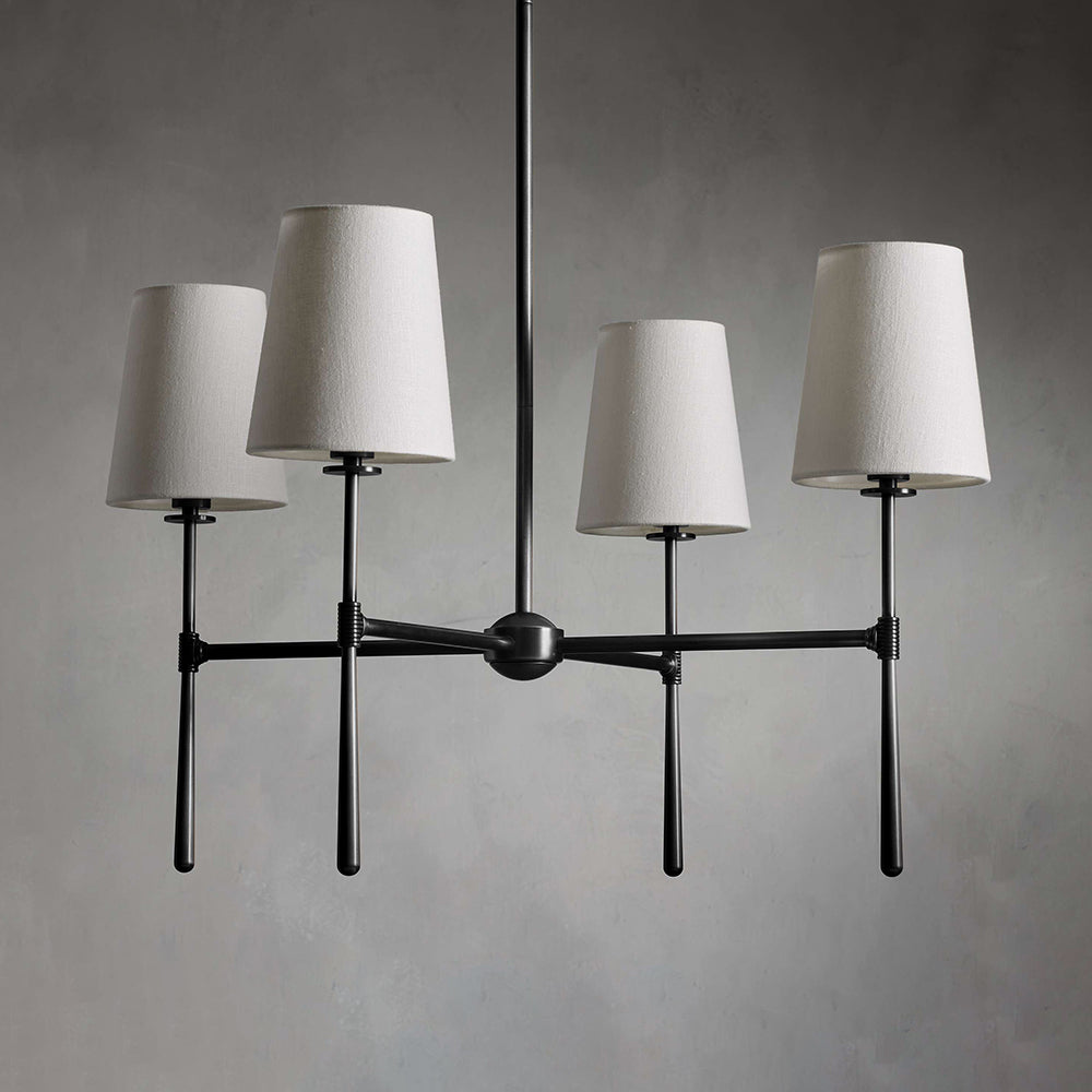 Warm Mid Century Glow Linen Shade Pendant Light