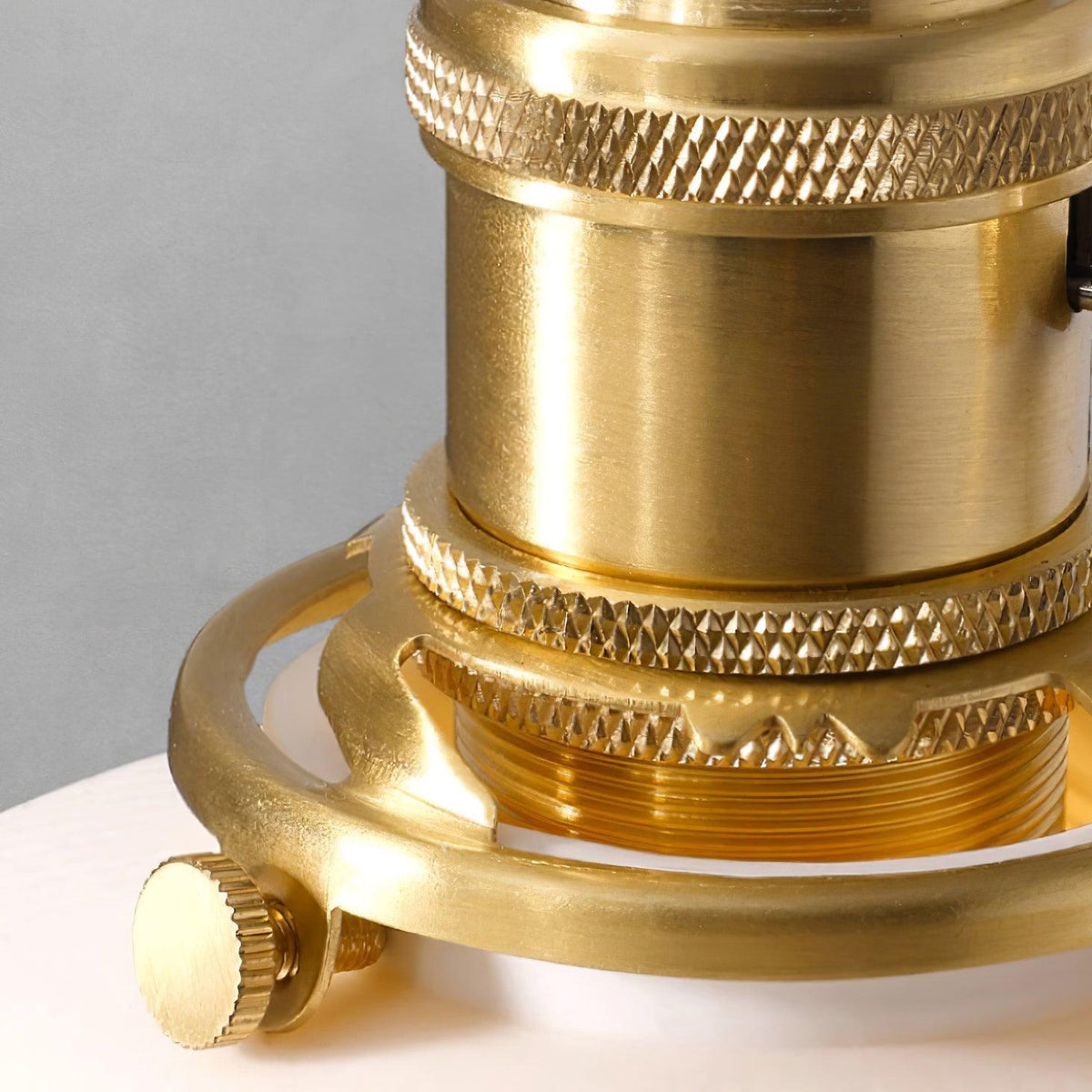 Ribbed White Ceramic And Brass Handle Pendant Lamp