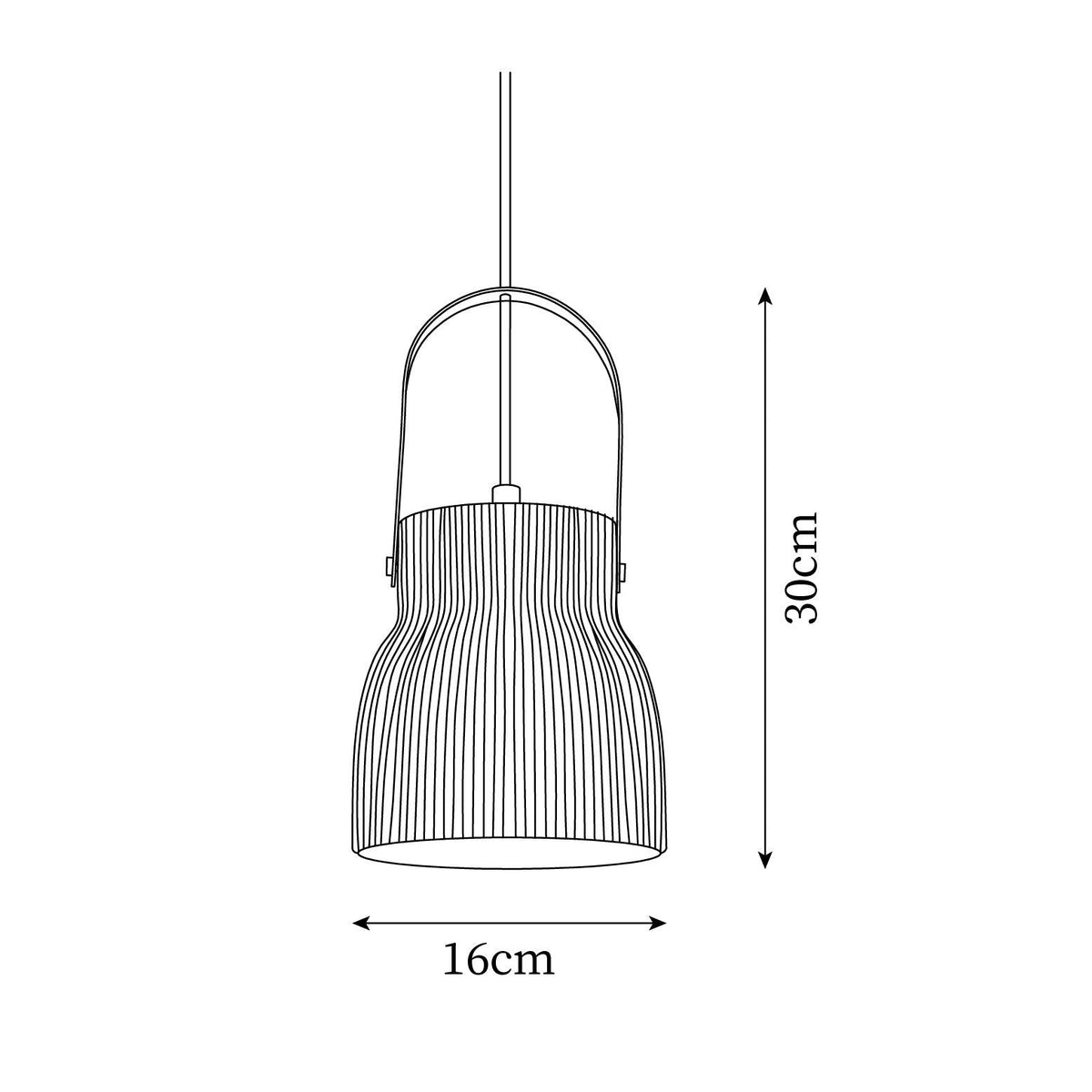 Ribbed White Ceramic And Brass Handle Pendant Lamp