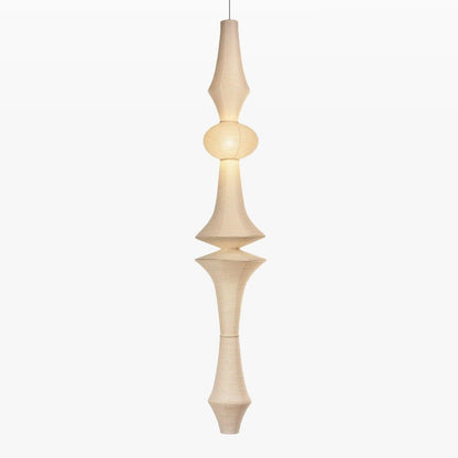 Vertical Sculptural Pendant Light With Warm Paper Glow