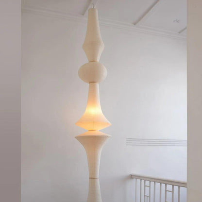 Vertical Sculptural Pendant Light With Warm Paper Glow