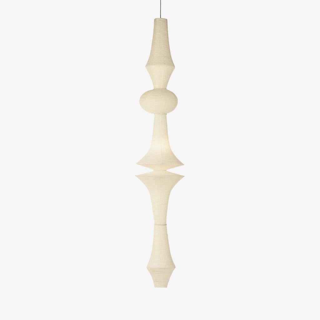 Vertical Sculptural Pendant Light With Warm Paper Glow