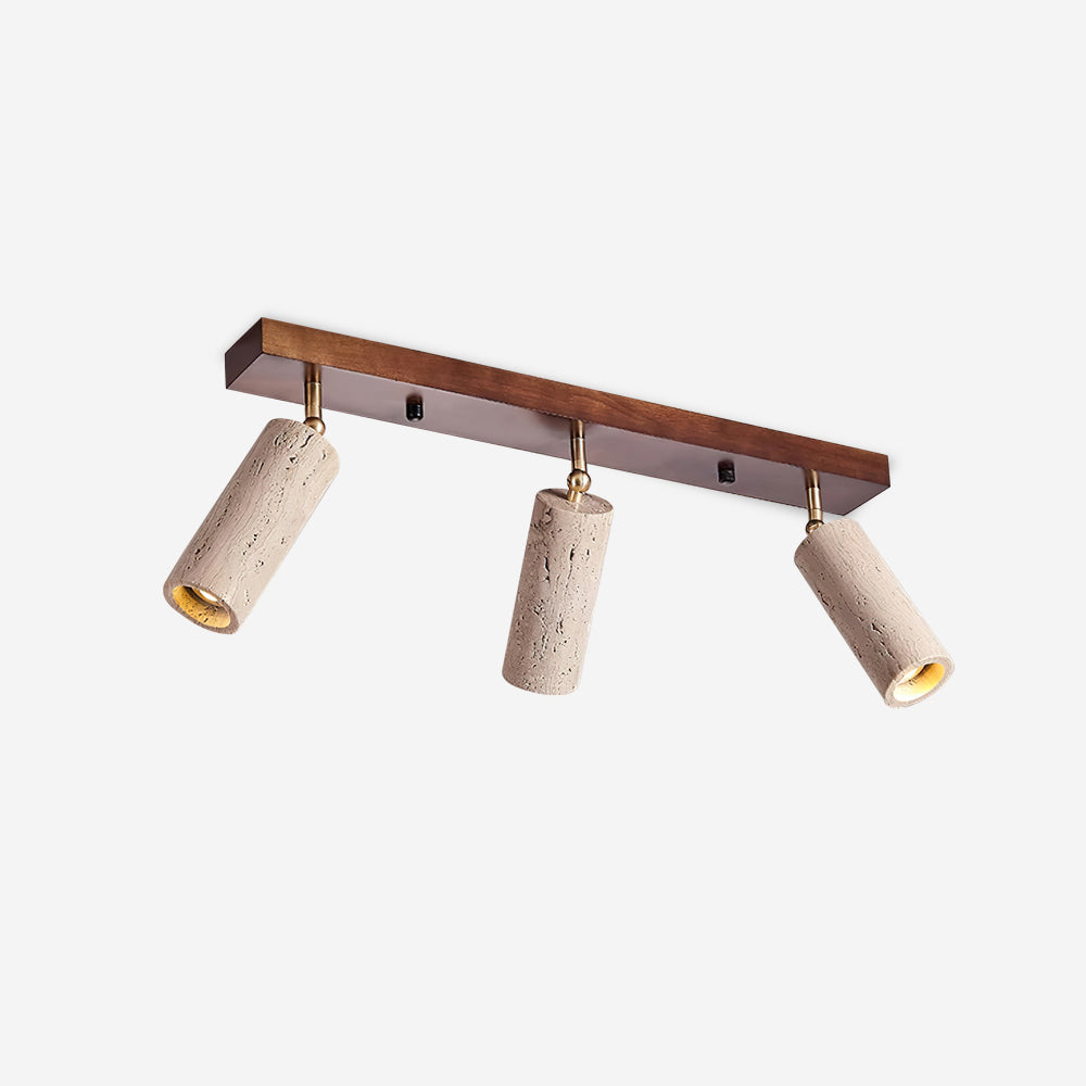 Three Adjustable Heads Dimmable Walnut Canopy Ceiling Spotlight