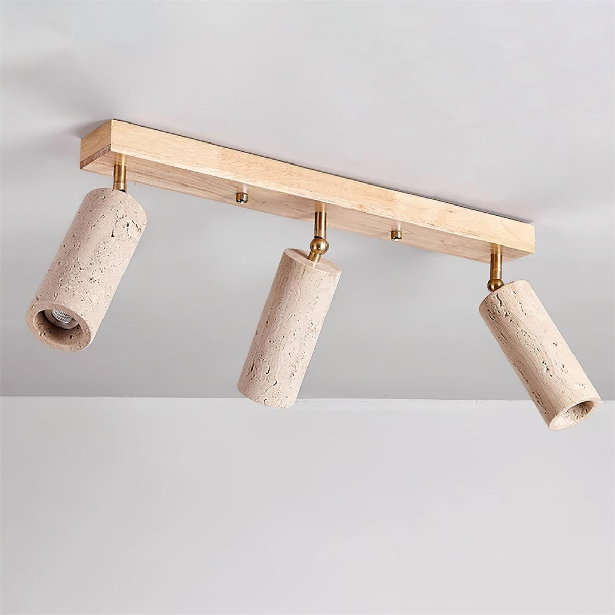 Three Adjustable Heads Dimmable Walnut Canopy Ceiling Spotlight