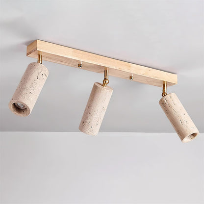 Three Adjustable Heads Dimmable Walnut Canopy Ceiling Spotlight