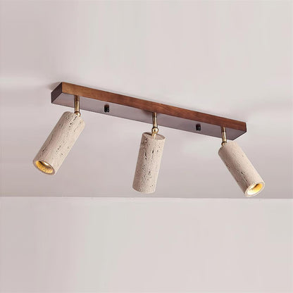 Three Adjustable Heads Dimmable Walnut Canopy Ceiling Spotlight