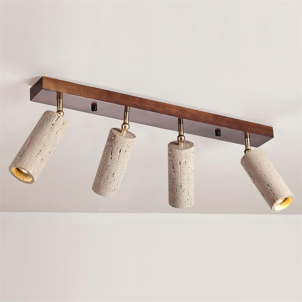 Three Adjustable Heads Dimmable Walnut Canopy Ceiling Spotlight