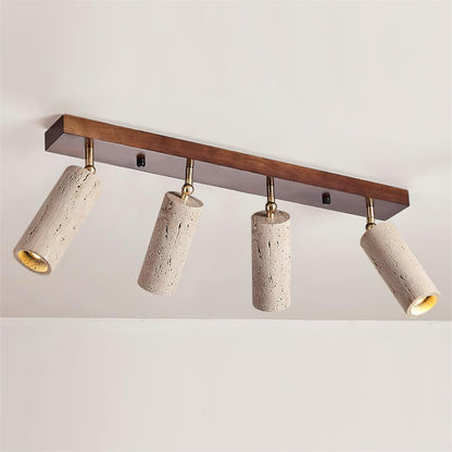 Three Adjustable Heads Dimmable Walnut Canopy Ceiling Spotlight
